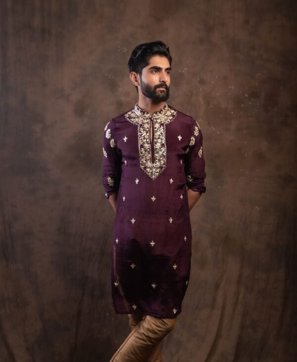 Men's Amethyst Purple Chinnon Kurta