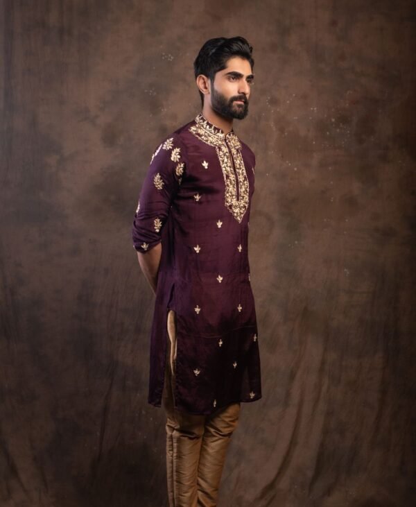 Men's Amethyst Purple Chinnon Kurta - Image 3