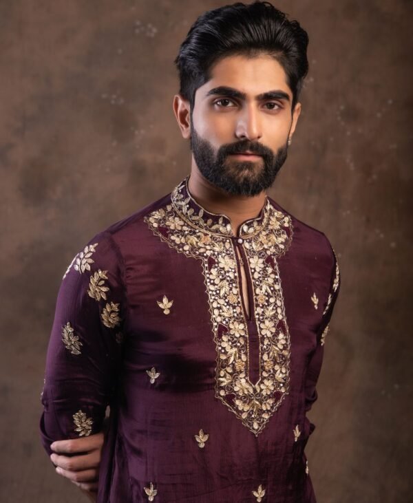 Men's Amethyst Purple Chinnon Kurta - Image 2