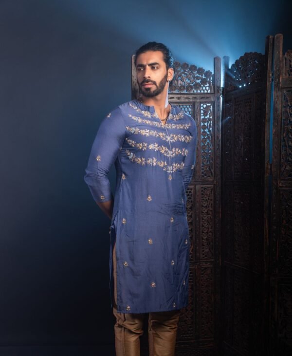 Men's Powder Blue Muslin Kurta