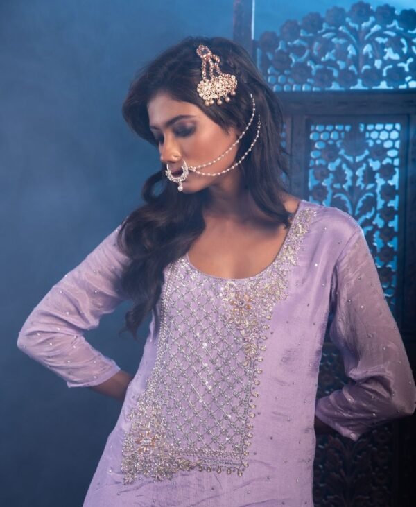 Women's Lavender Chinnon Sharara Set