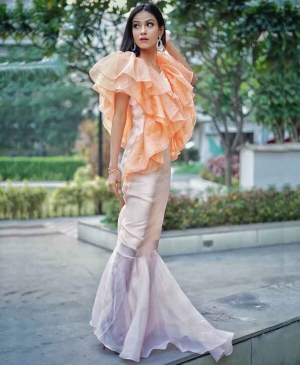Women's Orange Organza Gown - Image 4