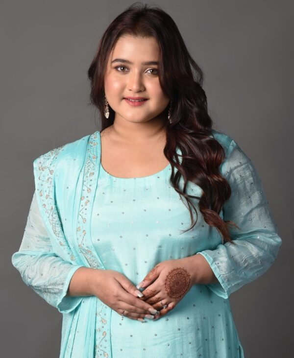 Women's Turquoise Blue Chiffon Sharara Set - Image 4