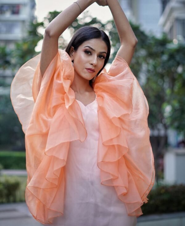 Women's Orange Organza Gown - Image 3