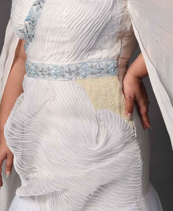 Women's Snow White Fine Muslin Exclusive Luxury Party Wear Gown - Image 5